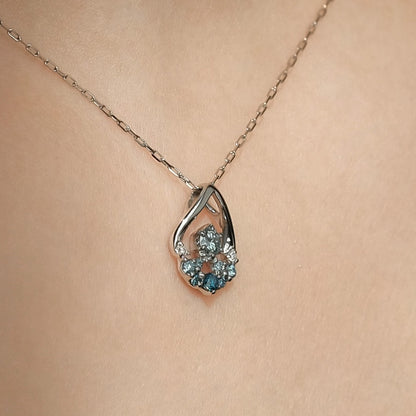 アイスブルー ダイヤ しずく ポイント ネックレス / Ice Blue Diamond Waterdrop Point Necklace