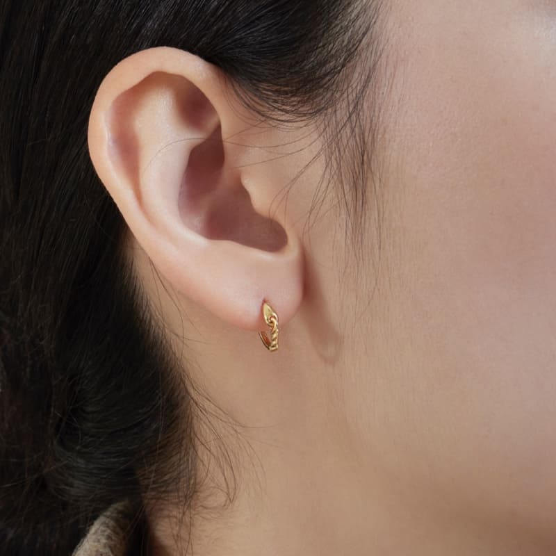 シルバー ツイスト リンク ワンタッチ ピアス / Silver Twist Link One-Touch Earrings