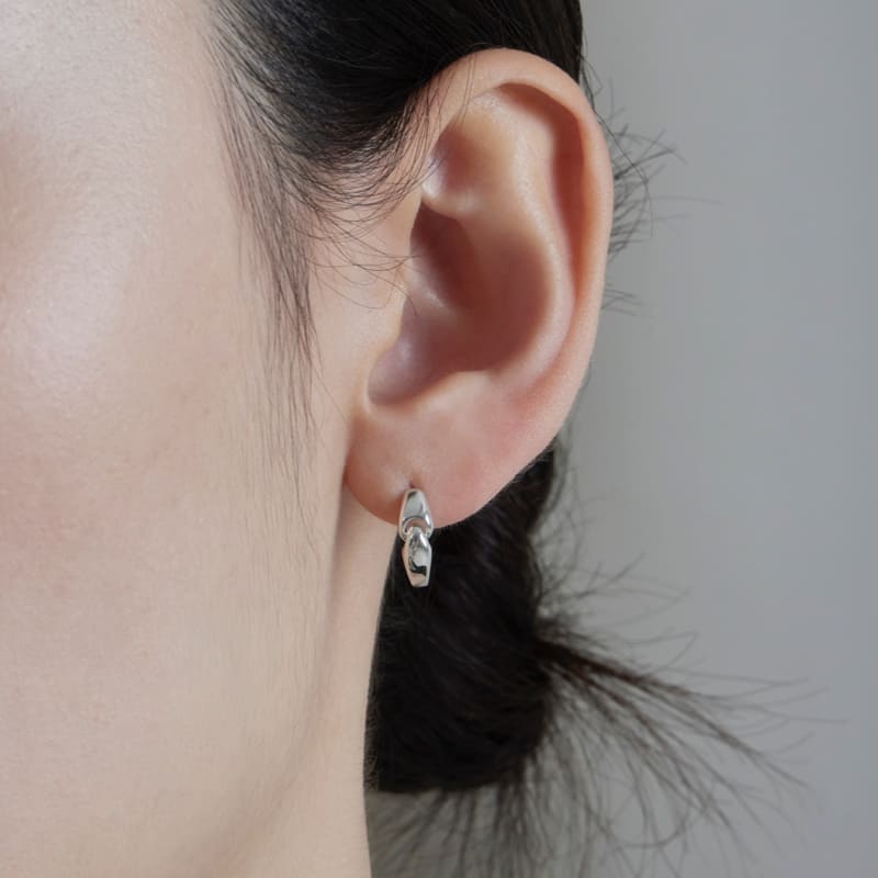 シルバー リンク ワンタッチ ピアス / Silver Link One-Touch Earrings