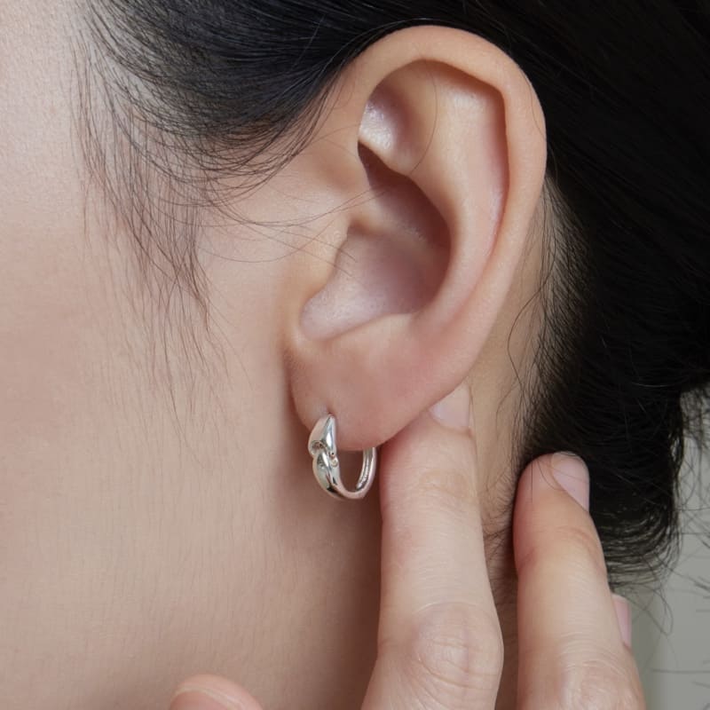 シルバー リンク ワンタッチ ピアス / Silver Link One-Touch Earrings