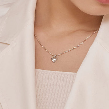 シルバー ダブル ハート ペンダント ネックレス / Silver Double Heart Pendant Necklace