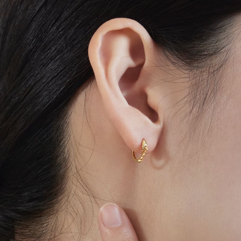 シルバー ツイスト リンク ワンタッチ ピアス / Silver Twist Link One-Touch Earrings