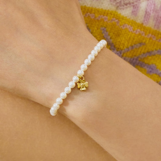 SCOUT クローバー パール ビーズ シルバー ブレスレット / SCOUT CLOVER PEARL BEADS SILVER BRACELET