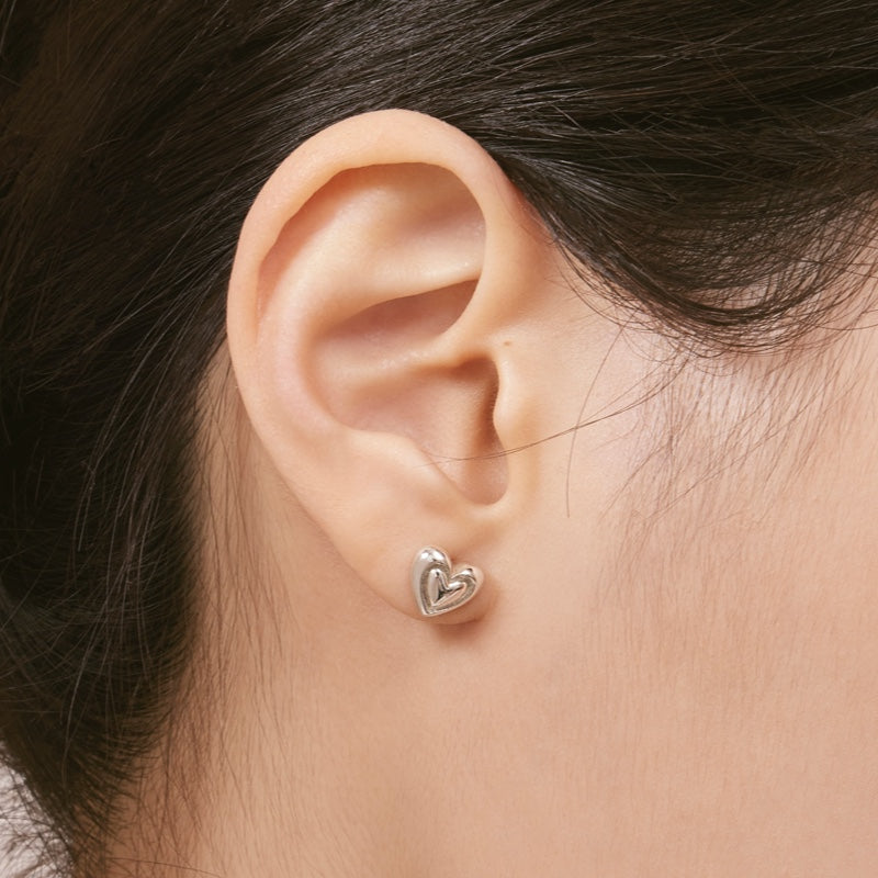 シルバー ダブル ハート ピアス / Silver Double Heart Earrings