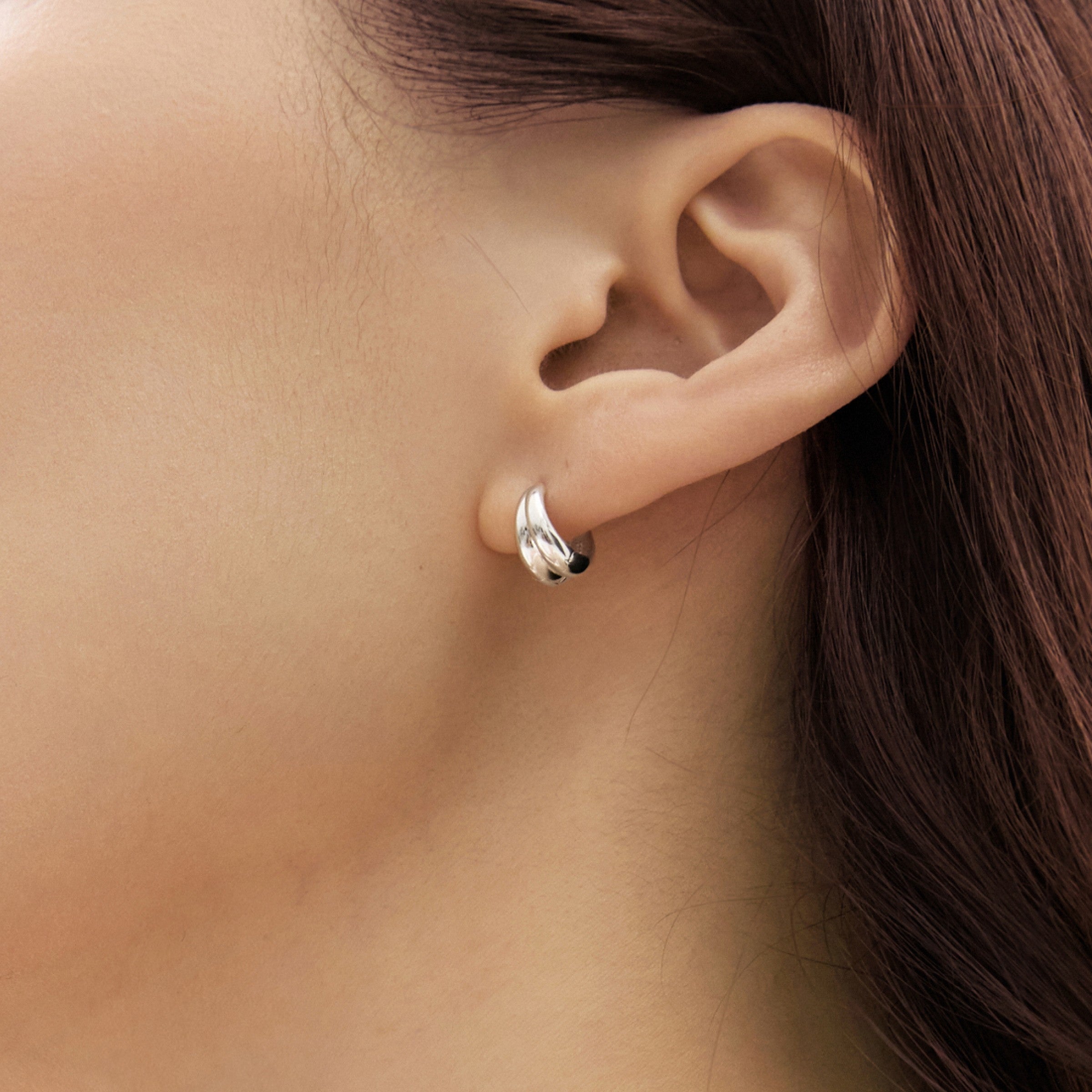シルバーボールドフェアウィアモンズワンタッチイヤリング / SIilver Bold pair One-Touch Earrings