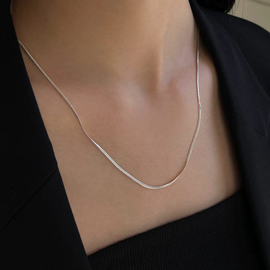 シルバー カッティング スネーク チェーン ベーシック ネックレス / Silver Cutting Snake Chain Basic Necklace