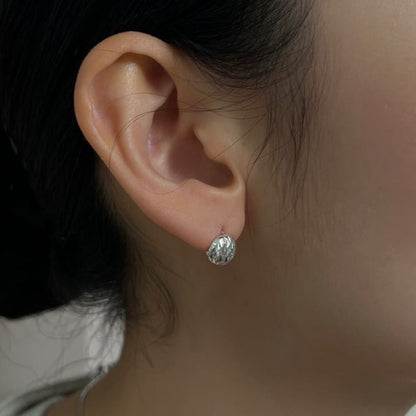 シルバー カッティング ボール ワンタッチ ピアス / Silver Cutting Ball One-Touch Earrings