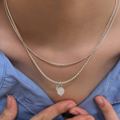 シルバー ボックス チェーン ベーシック ネックレス / Silver Box Chain Basic Necklace