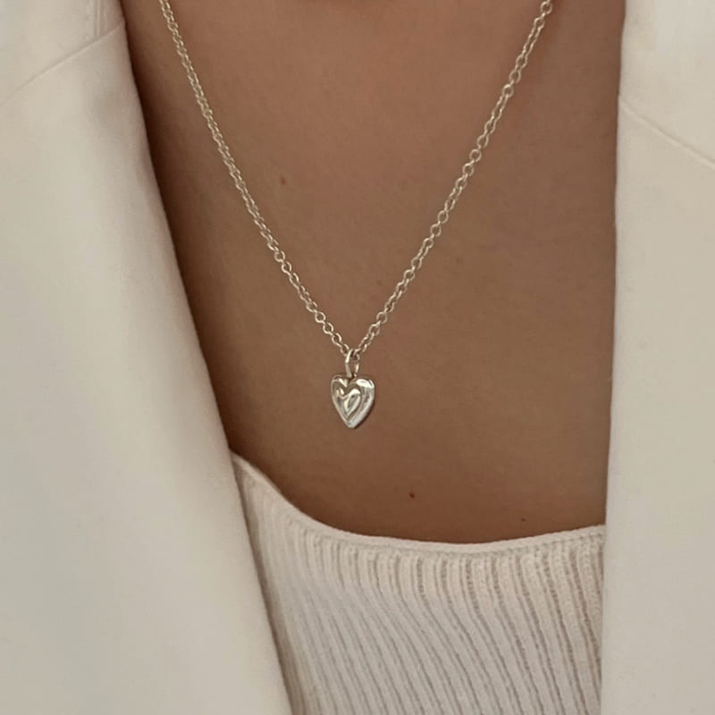 シルバー ダブル ハート ペンダント ネックレス / Silver Double Heart Pendant Necklace