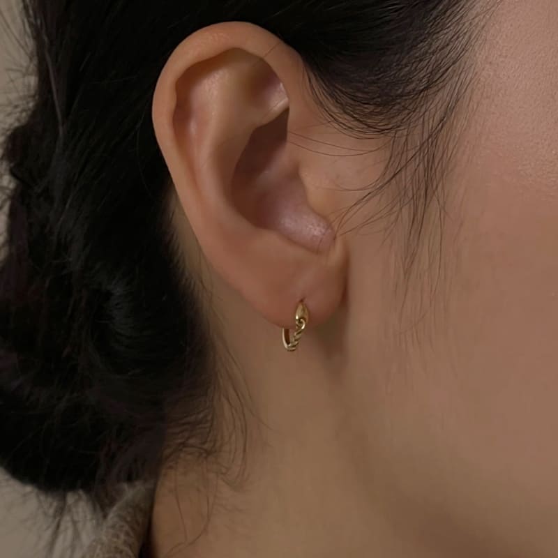 シルバー ツイスト リンク ワンタッチ ピアス / Silver Twist Link One-Touch Earrings