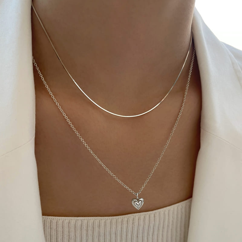 シルバー スネーク チェーン ベーシック ネックレス / Silver Snake Chain Basic Necklace