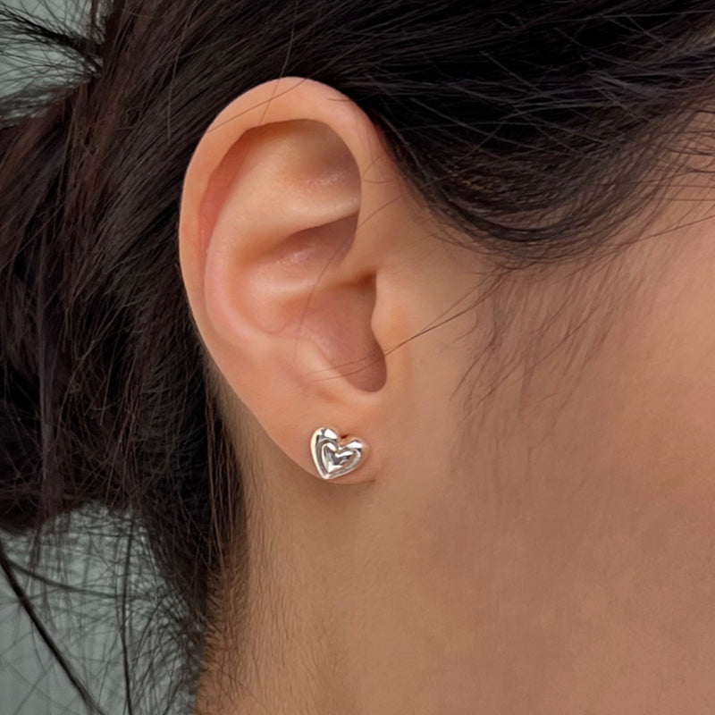 シルバー ダブル ハート ピアス / Silver Double Heart Earrings