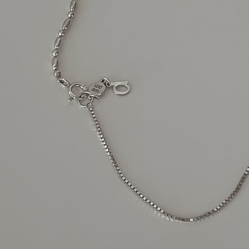 シルバー オーバル チェーン スライド ボール ネックレス / Silver Oval Chain Slide Ball Necklace