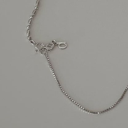 シルバー オーバル チェーン スライド ボール ネックレス / Silver Oval Chain Slide Ball Necklace