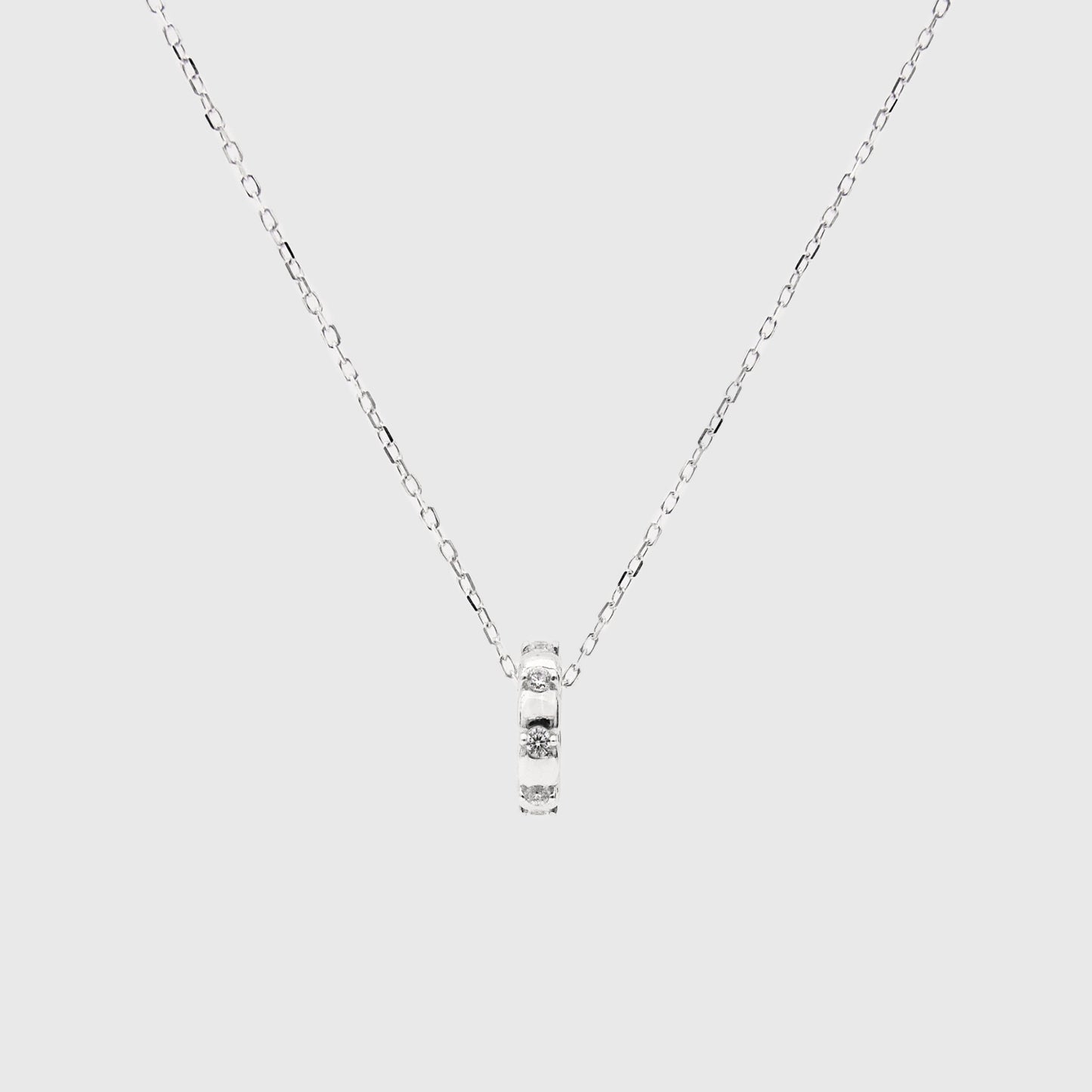 シルバ ホワイトスト?ンリングペンダントウィアモンズネックレス / Silver White Stone Ring Pendant Necklace