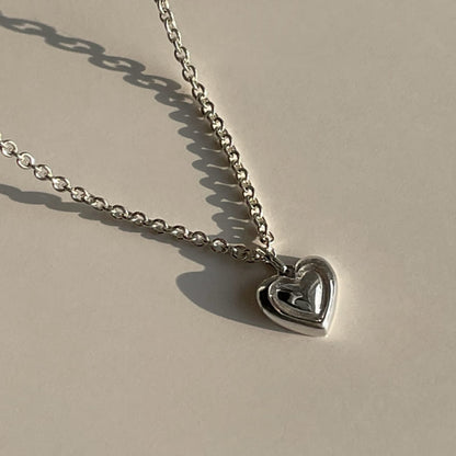 シルバー ダブル ハート ペンダント ネックレス / Silver Double Heart Pendant Necklace