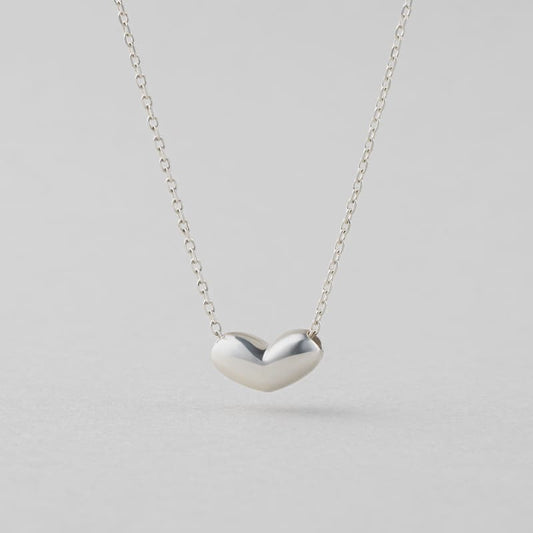 シルバー シンプル ボリューム ハート ネックレス / Silver Simple Volume Heart Necklace