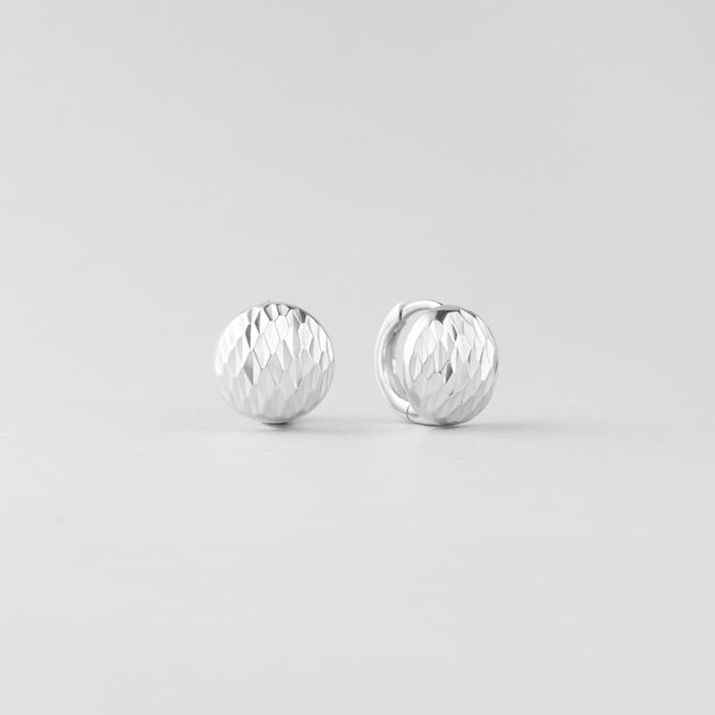 シルバー カッティング ボール ワンタッチ ピアス / Silver Cutting Ball One-Touch Earrings
