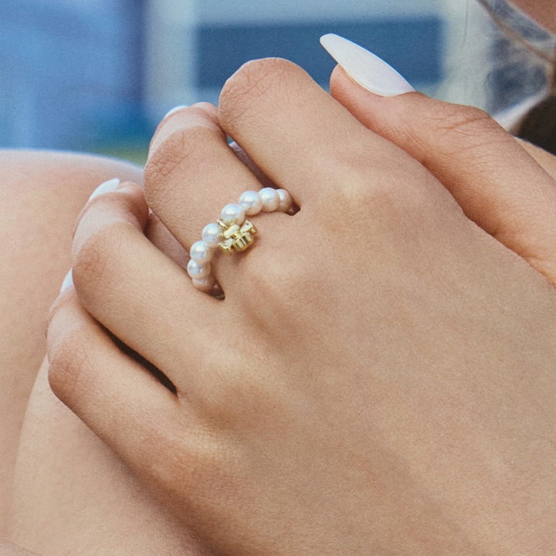 SCOUT クローバー パール ビーズ シルバー リング / SCOUT CLOVER PEARL BEADS SILVER RING