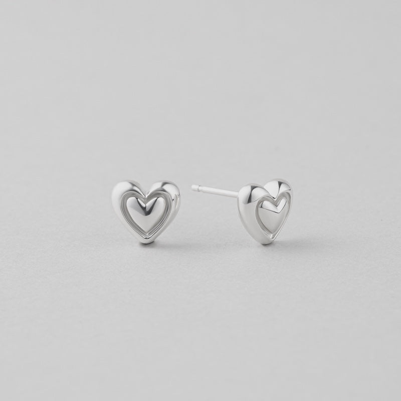 シルバー ダブル ハート ピアス / Silver Double Heart Earrings
