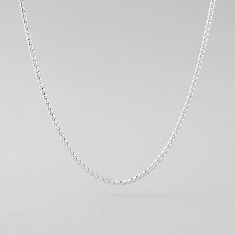 シルバー ボックス チェーン ベーシック ネックレス / Silver Box Chain Basic Necklace