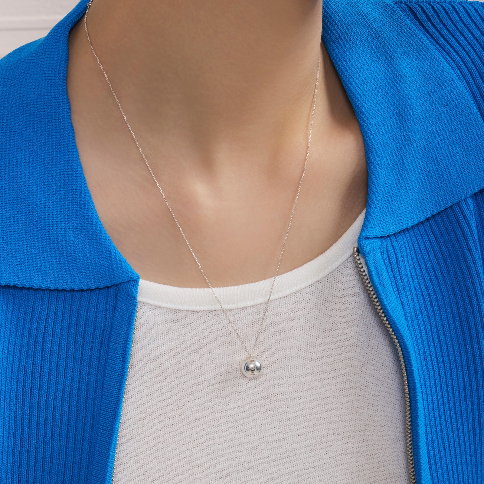 シルバー ベーシック ボール ペンダント ネックレス / Silver Basic Ball Pendant Necklace