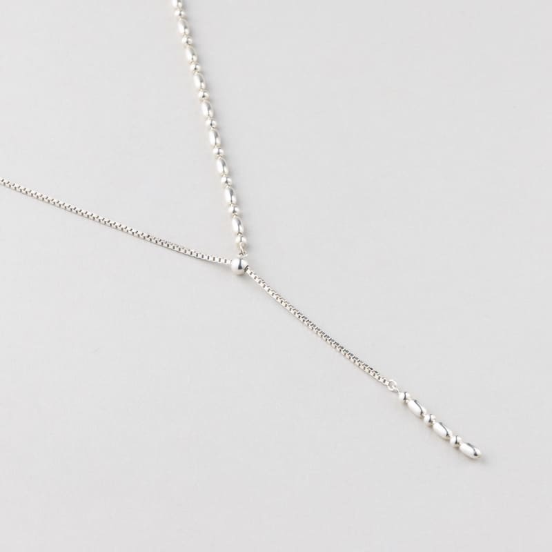 シルバー オーバル チェーン スライド ボール ネックレス / Silver Oval Chain Slide Ball Necklace