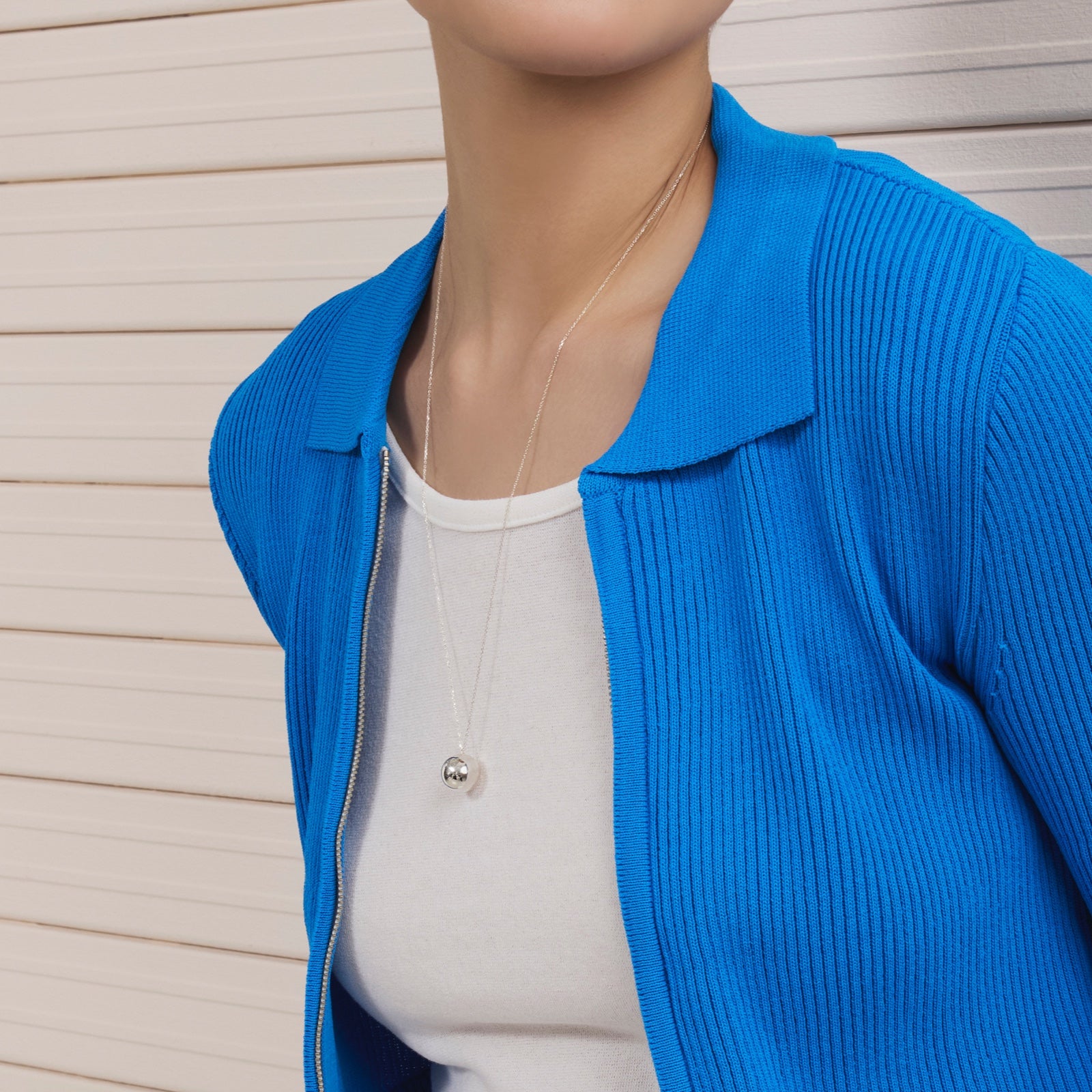 シルバー ベーシック ボール ペンダント ネックレス / Silver Basic Ball Pendant Necklace