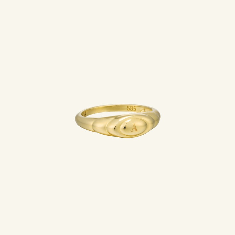 K14 ボリューム  オーバル イニシャル リング / 14K Volume Oval Initial Ring