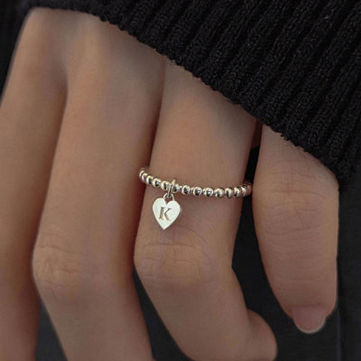 Silver Ball Heart Ring