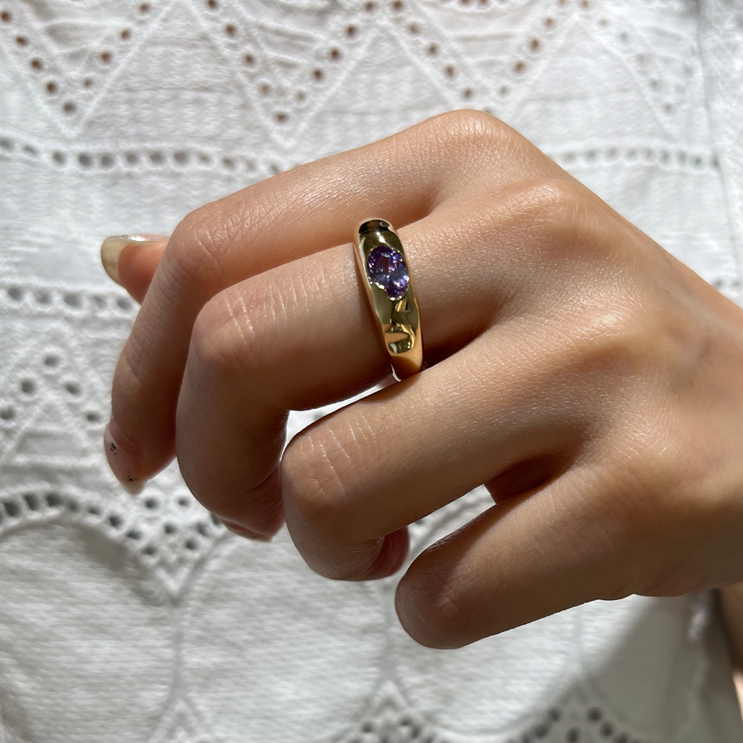 K14 ナチュラル グレース ボリューム リング：ラベンダー / 14K Natural Grace Volume Ring - Lavender