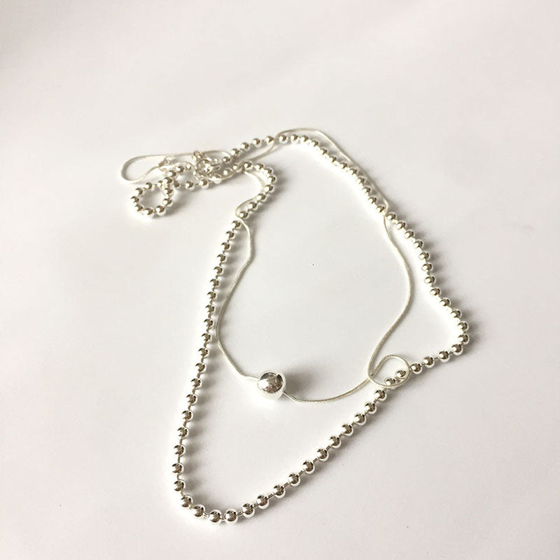 【秋の大感謝祭50％クーポン】 ボール スネーク ネックレス シルバー (シルバー ボール) / Ball Snake Necklace (Glossy Silver Ball)