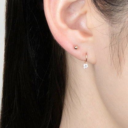 K14 ローズゴールド イヤーローブ ドロップ ワンタッチ ピアス [シングル] / 14K Rose Gold Earlobe Drop Onetouch Earring [Single]