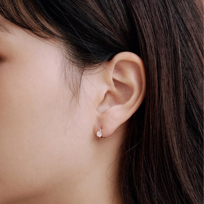 K14 ローズ ゴールド スリム ストーン ワンタッチ ピアス [シングル] / 14K Rose Gold Slim Stone One Touch Earring [Single]