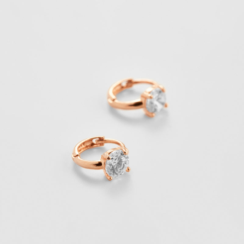 K14 ローズ ゴールド スリム ストーン ワンタッチ ピアス [シングル] / 14K Rose Gold Slim Stone One Touch  Earring [Single]