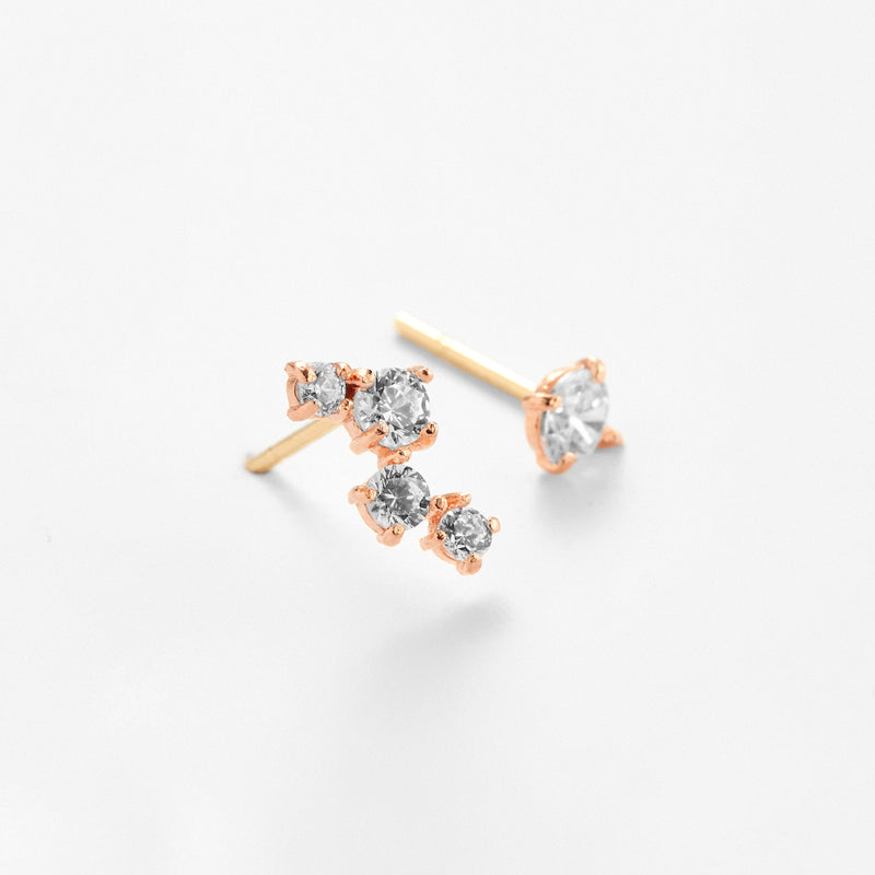 K14 ローズ ゴールド アンバランス ストーン ピアス / 14K Rose Gold Unbalanced Stone Earrings