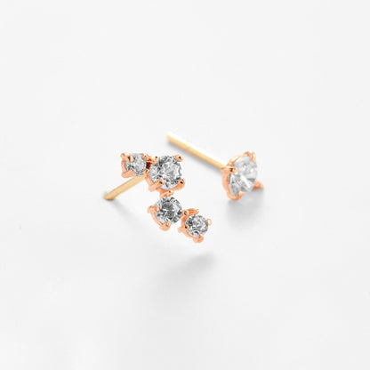 K14 ローズ ゴールド アンバランス ストーン ピアス / 14K Rose Gold Unbalanced Stone Earrings