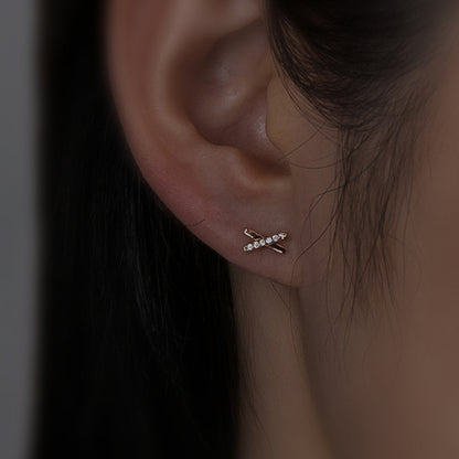 K14 ローズ ゴールド X スティック ピアス / 14K Rose Gold X Stick Earrings