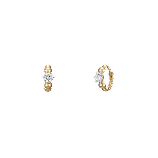 K14 シグニティ バブル ボール フープ ピアス / 14K Signity Bubble Ball Hoop Earrings