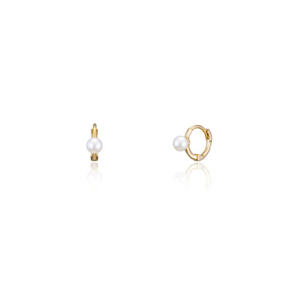 K14 スモール パール フープ ピアス / 14K Small Pearl Hoop Earrings