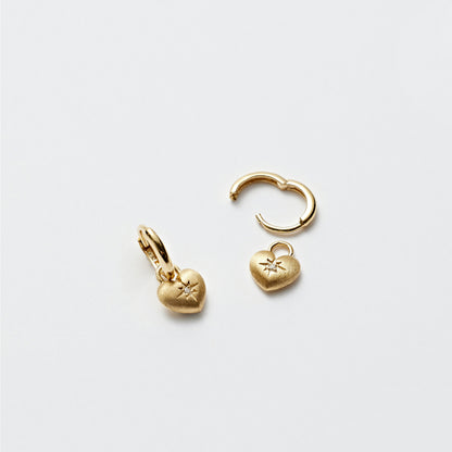 K14 スター セッティング ハート ワンタッチ ピアス / 14K Star Setting Heart One Touch Earrings