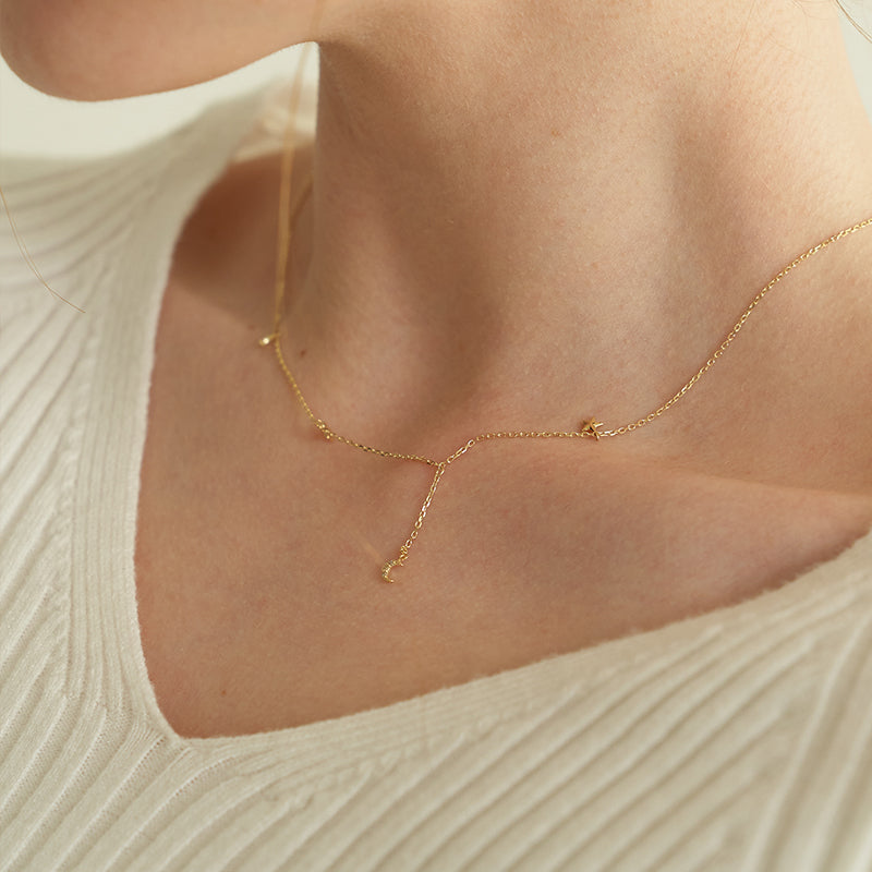 K14 スター ムーン ドロップ ネックレス / 14K Star Moon Drop Necklace
