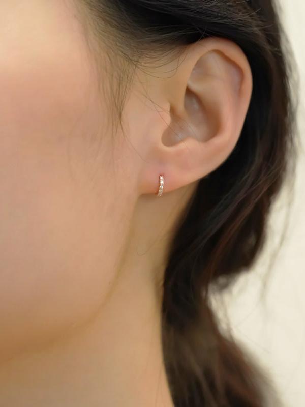 K14 フラット ストーン ワンタッチ ピアス [シングル] / 14K Flat Stone One Touch Earring [Single]