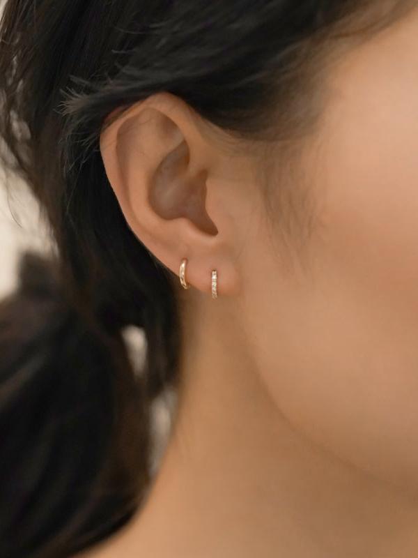 K14 フラット ストーン ワンタッチ ピアス [シングル] / 14K Flat Stone One Touch Earring [Single]