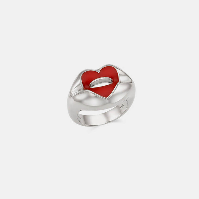 FAVO-LIT ハート クイーン レッド リップ シルバー リング / FAVO-LIT HEART QUEEN RED LIP SILVER RING