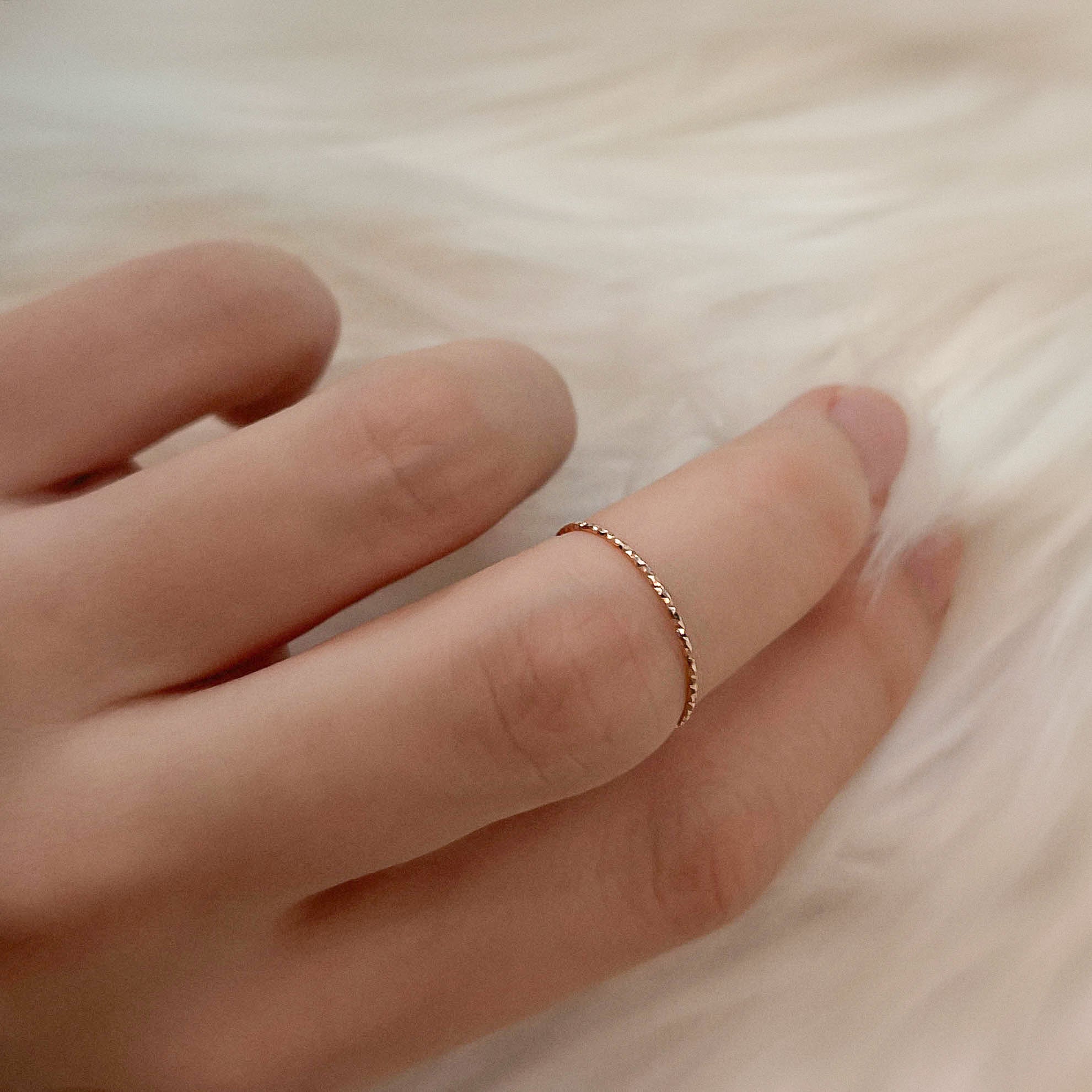 K14 ローズ ゴールド ベーシック Aカット Thin リング / 14K Rose Gold Basic A Cutting Thin Ring