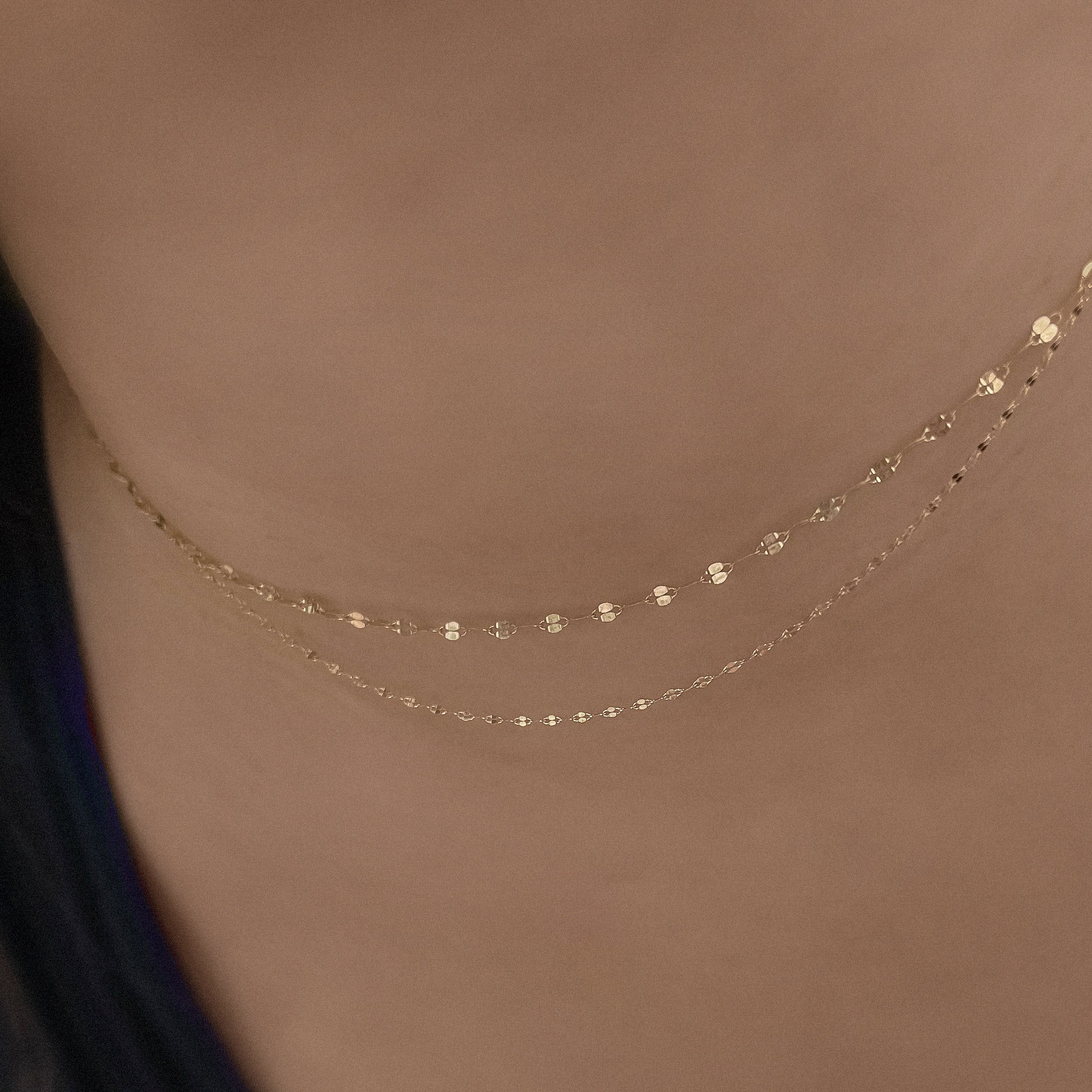 K14 イエロー ゴールド ベーシック レイヤード ブリング チェーン ネックレス / 14K Yellow Gold Basic Layered  Bling Chain Necklace