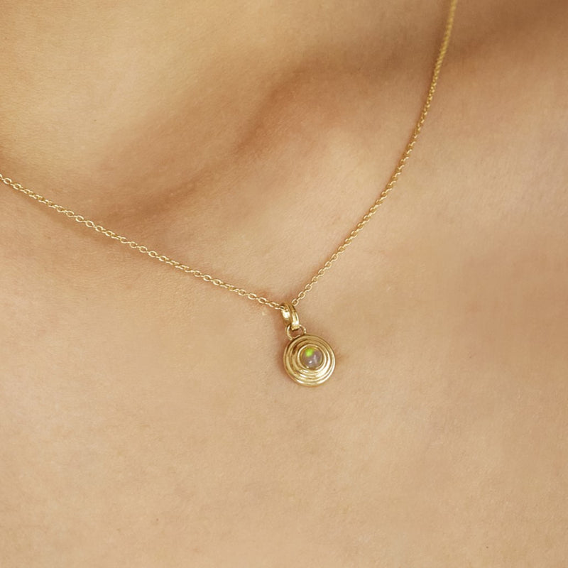 K14 タイニー オパール ラウンド ネックレス / 14K Tiny Opal Round Necklace