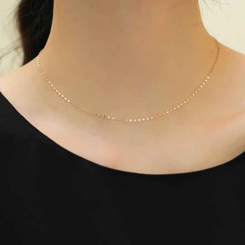 K14 イエロー ゴールド ベーシック レイヤード ブリング チェーン ネックレス / 14K Yellow Gold Basic Layered Bling Chain Necklace