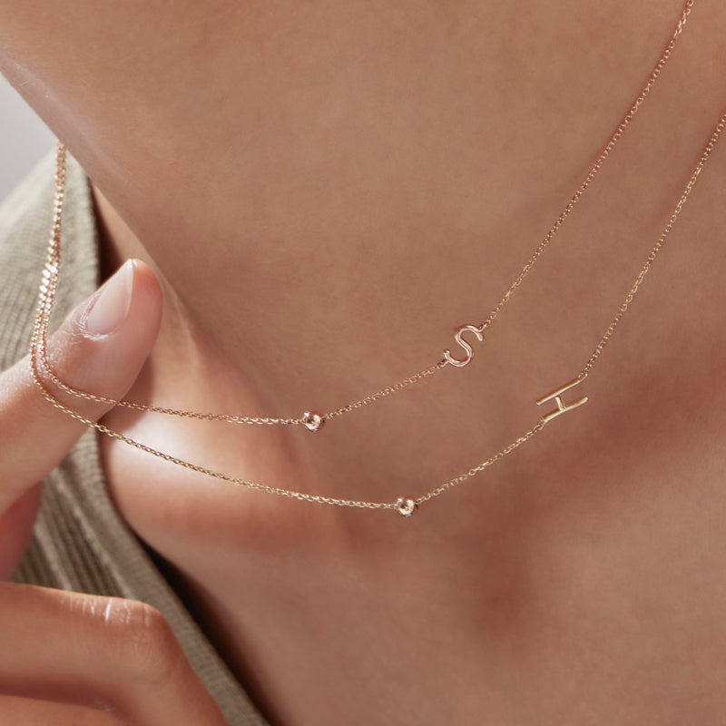 K14 イニシャル シンプル ボール ネックレス / 14K Initial Simple 